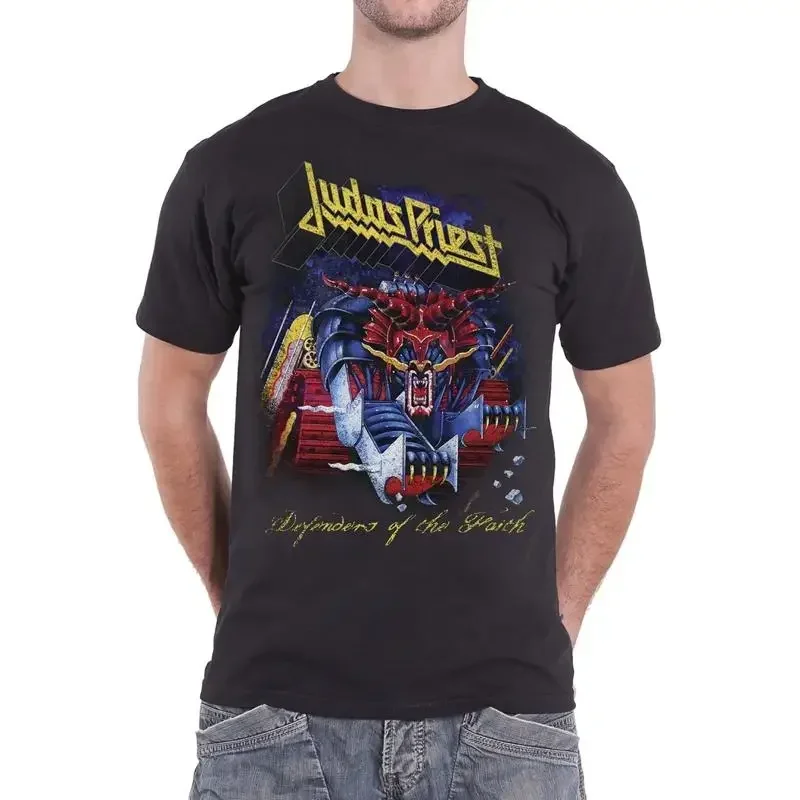 Judas Priest T Shirt Defenders Of Faith Distressed Logo Official Mens New Black