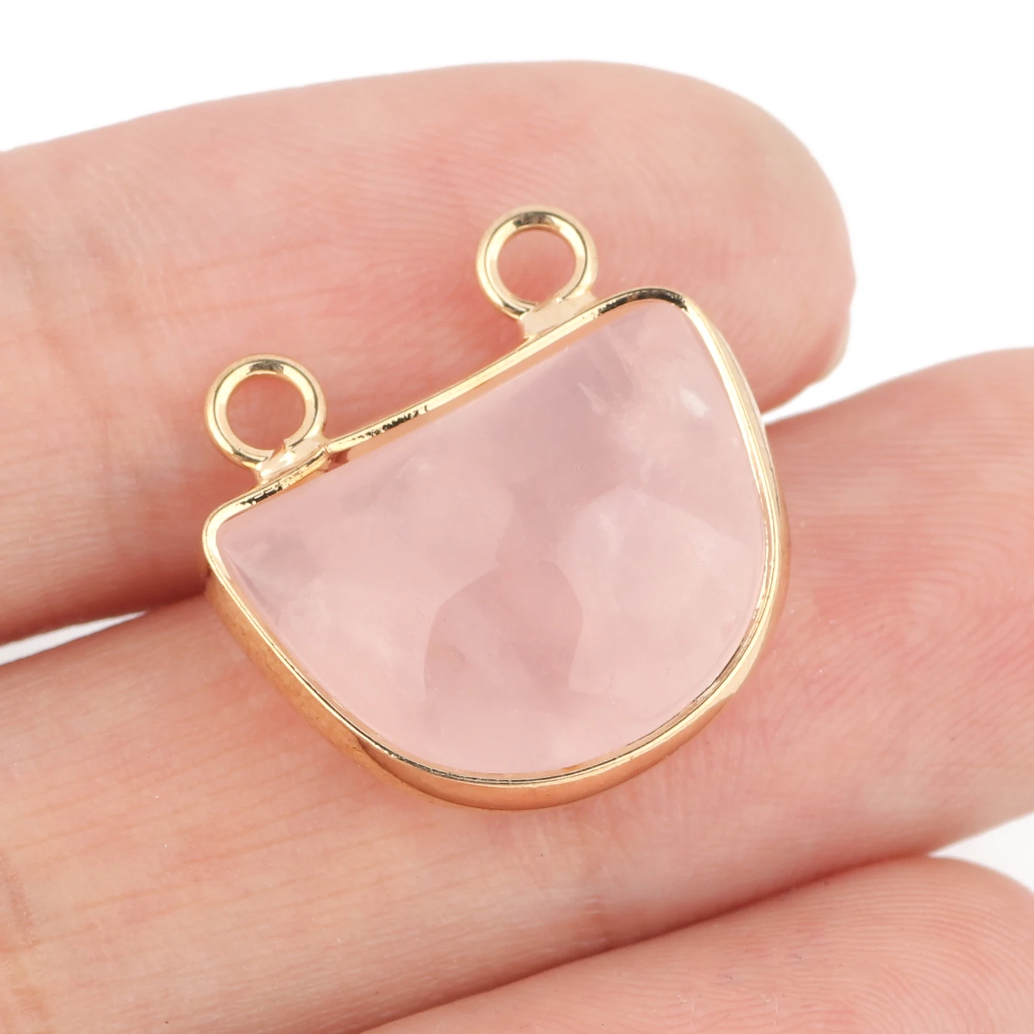 1pc Natural Stone Pink Quartz Crystal Pendant Gold Plated Heart Drop Shape Charms Pendants for Necklace Women Fashion Jewelry