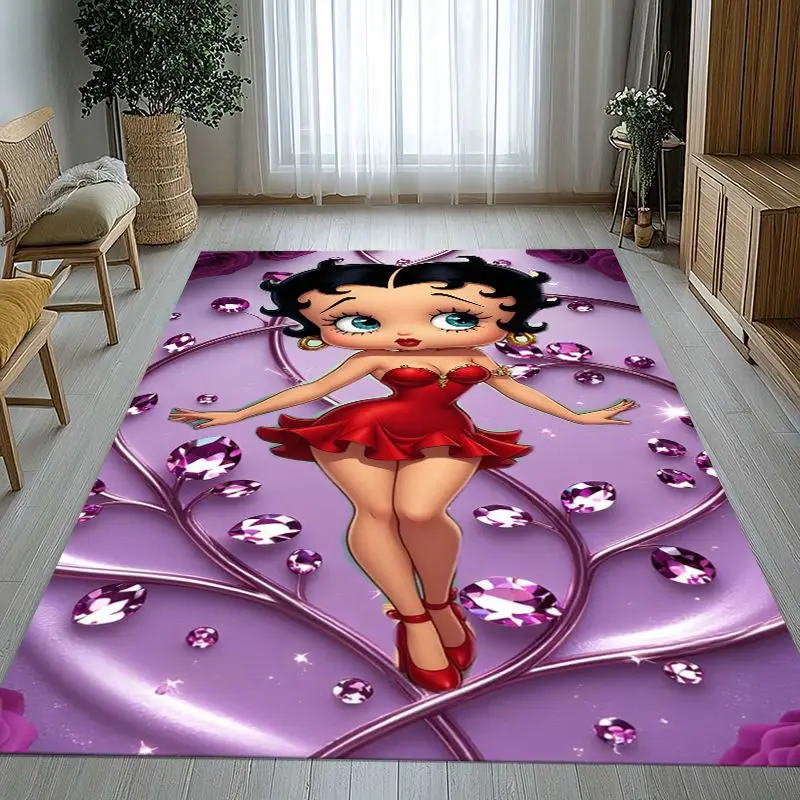 Cute B-Betty Girl B-Boop Cartoon Soft Non-Slip Large Area Rug for Living Room,Bedroom Playroom Carpet Mat for Sofa,Home Decor
