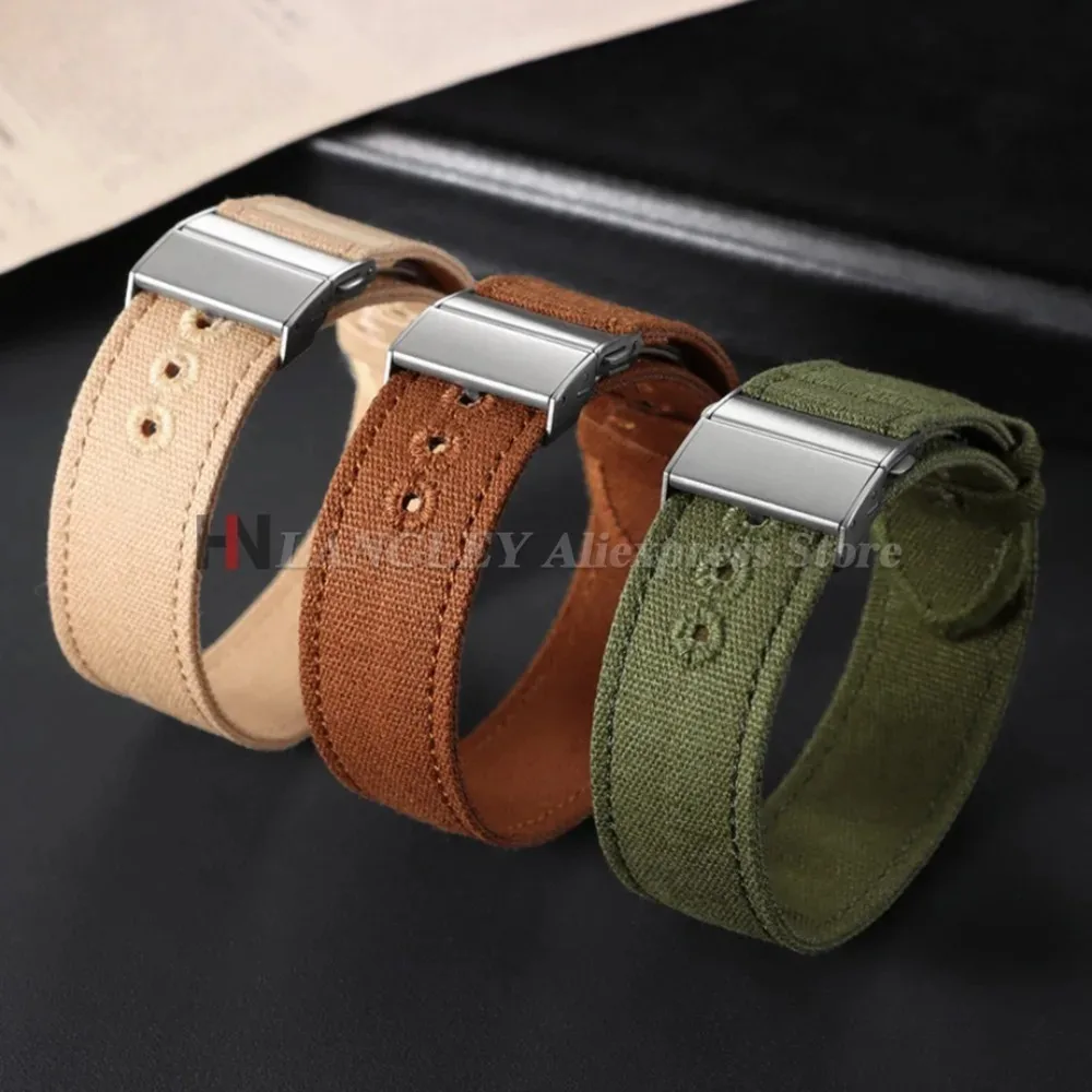 Canvas Nylon Watch Strap 20mm 22mm for Omege for Seiko Diving Bracelet One Piece Sailcloth Breathable Folding Buckle Watch Bands