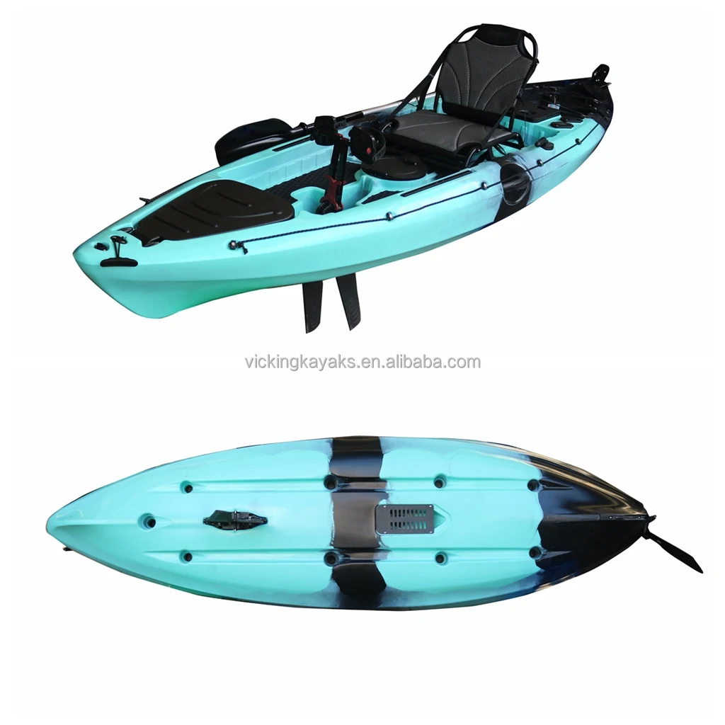 2024 Nuovo design in plastica per kayak da pesca a pedale per mare, lago, fiume, canoa, lunghezza 3,18 m, materiale per scafo in HDPE