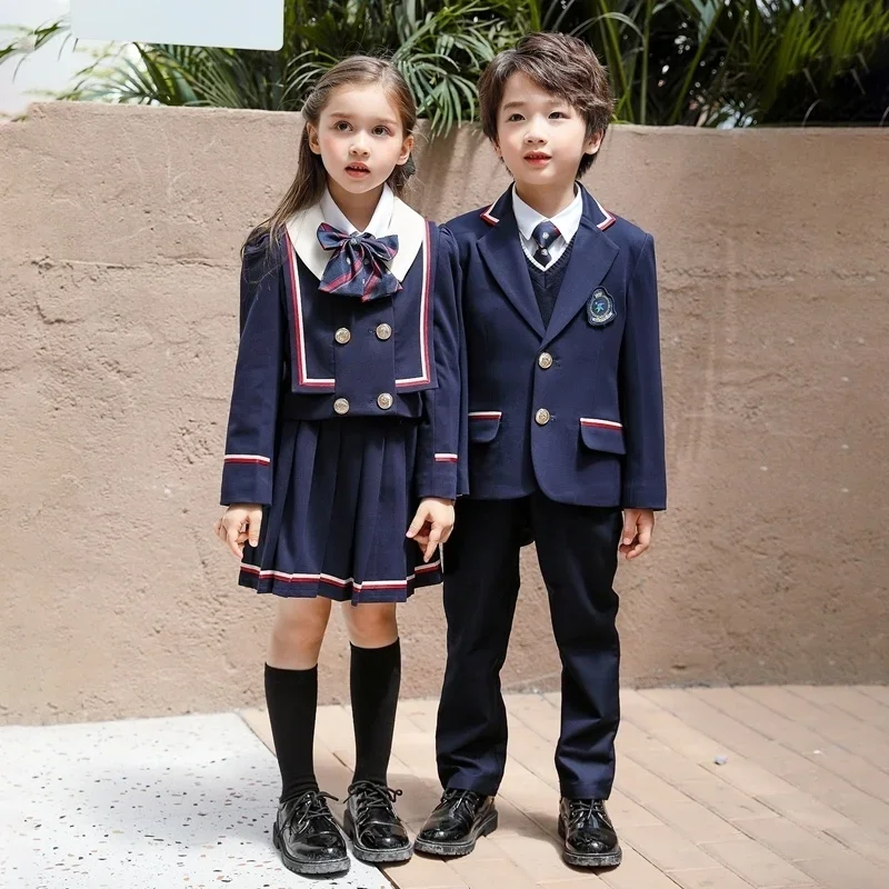 Kindergarten uniforms, spring and autumn clothing, customized primary school uniforms, three piece set,  children\'s suits,