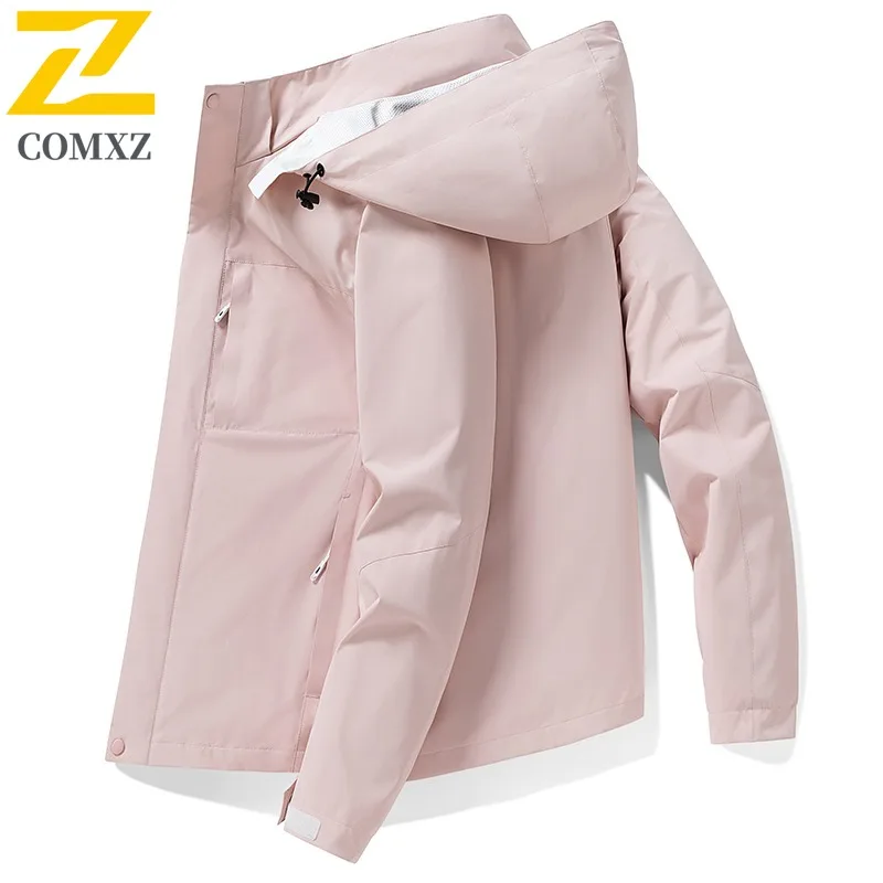

COMXZ 2025 Men Women Couple Waterproof Windproof Jacket Spring Autumn Outdoor Hiking Trendy Casual Lightweight Coat