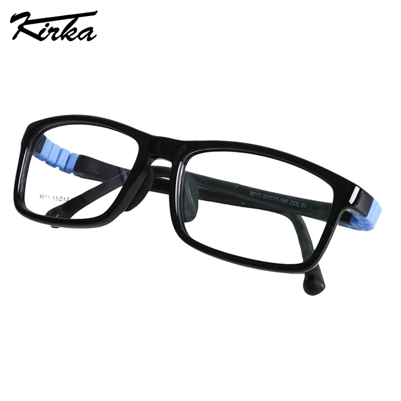 Kirka Kids Eyeglasses Frames Patchwork Coffee Child Glasses TR90 Flexible Myopia Optical Boys Girls Rectangle Eyewear Frame 9011