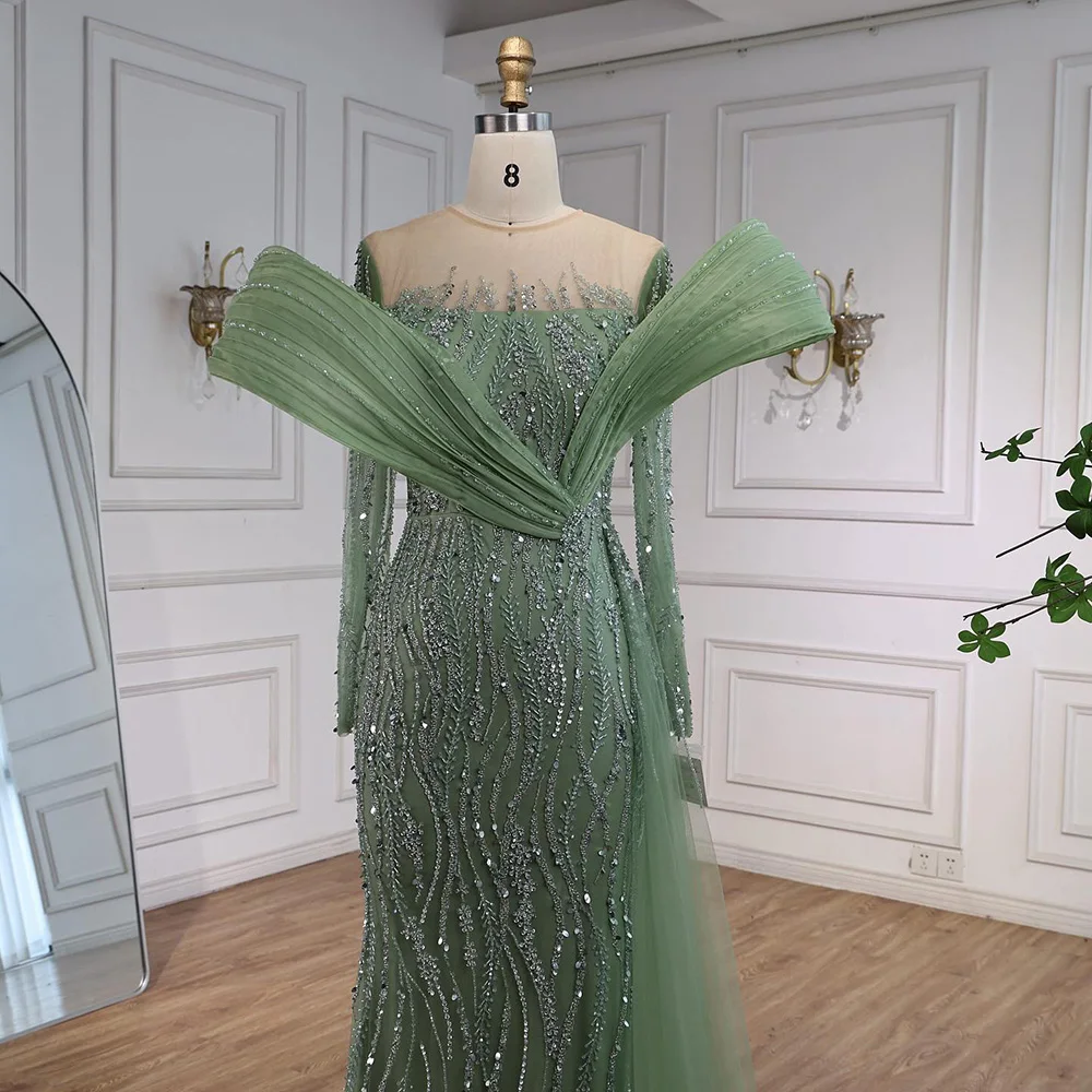 Elegant Beaded Sage Green Evening Dresses Gowns with Flowing Hem Serene  Hill Customized 2025 BLA72928 - AliExpress 320