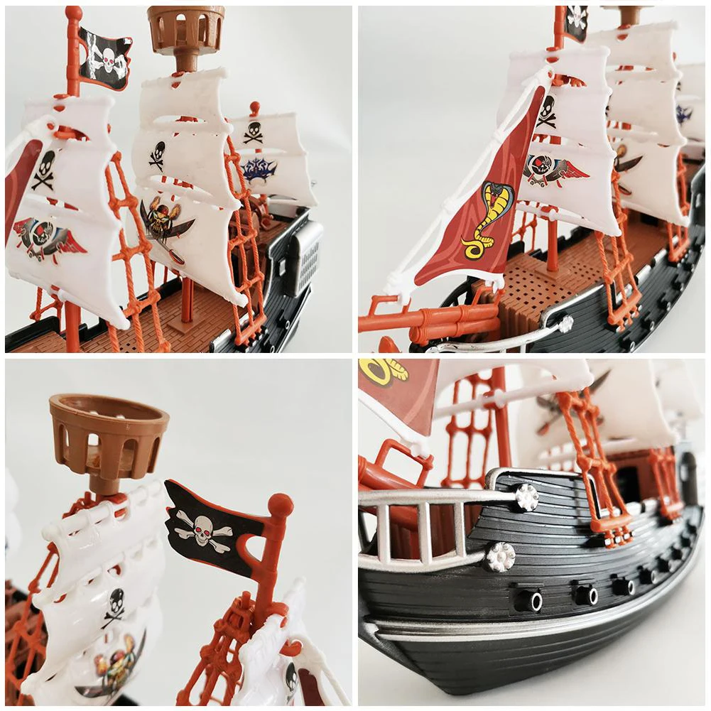 10in Pirates Ship Exquisite Craftsmanship Unique Boats Model Special Gift Ship Model Toy Scene Decor Prop for Home Kindergarten