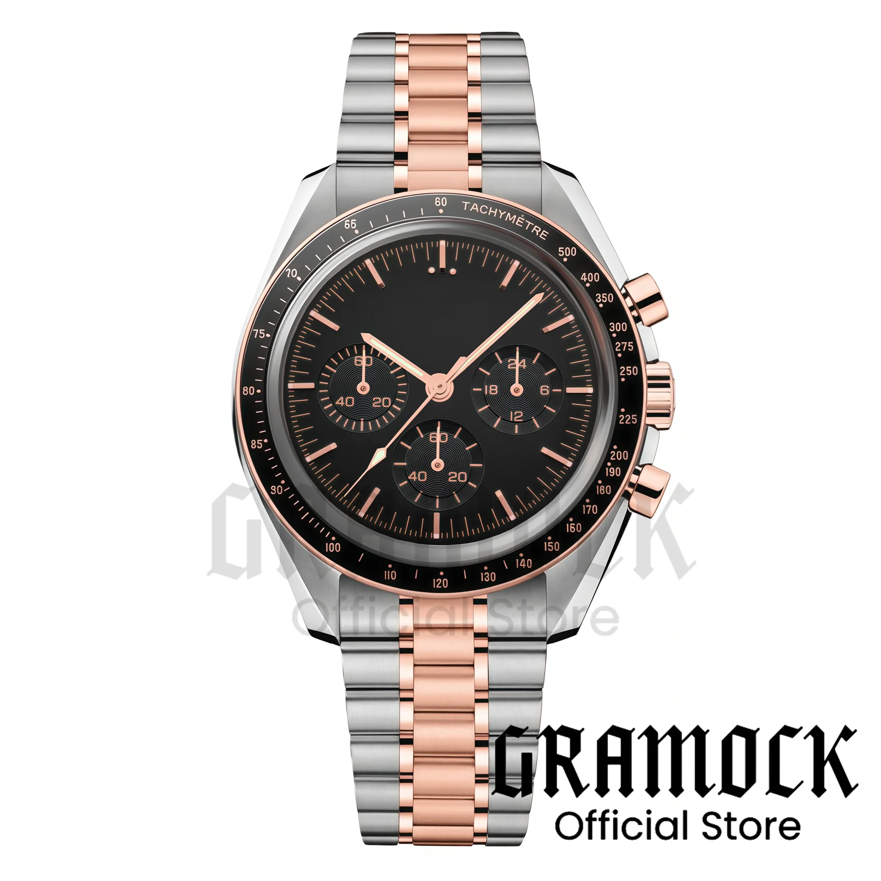 Personalized Chronograph Watch Men's Luxury Two Tone Rose Gold VK63A Quartz Watch For Men Luminous Coated Glass Steel Bracelet
