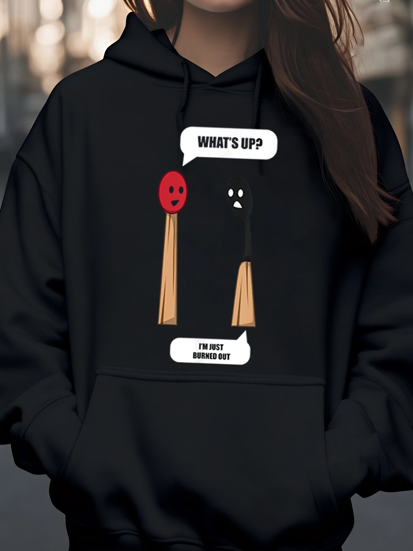 هوديي كاجوال بتصميم عصا محترقة للهالوين للنساء والرجال