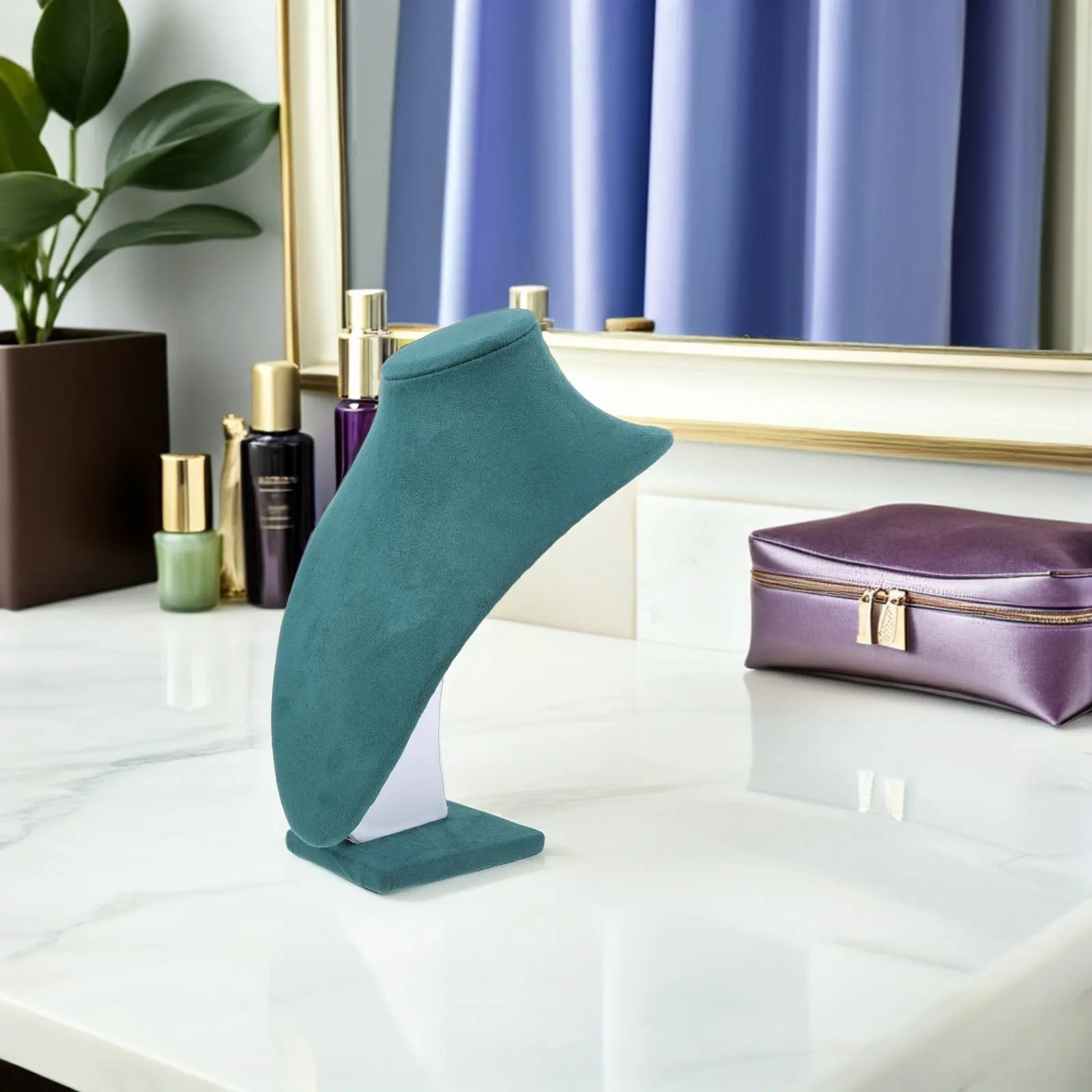 

Green 25Cm Necklace Display Stand Holder Jewelry Bust for Retail Store Trade Show Photography Home Organization