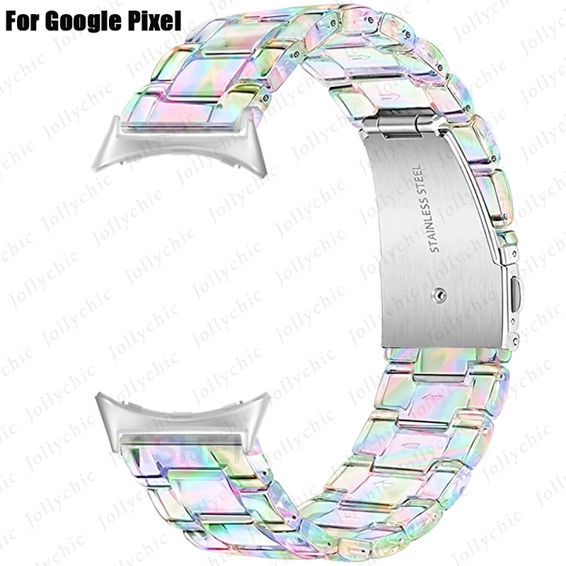 Banda láser brillante para Google Pixel 2, Correa de reloj inteligente de 20mm, arcoíris, transparente, Color brillante, para google Pixel 2