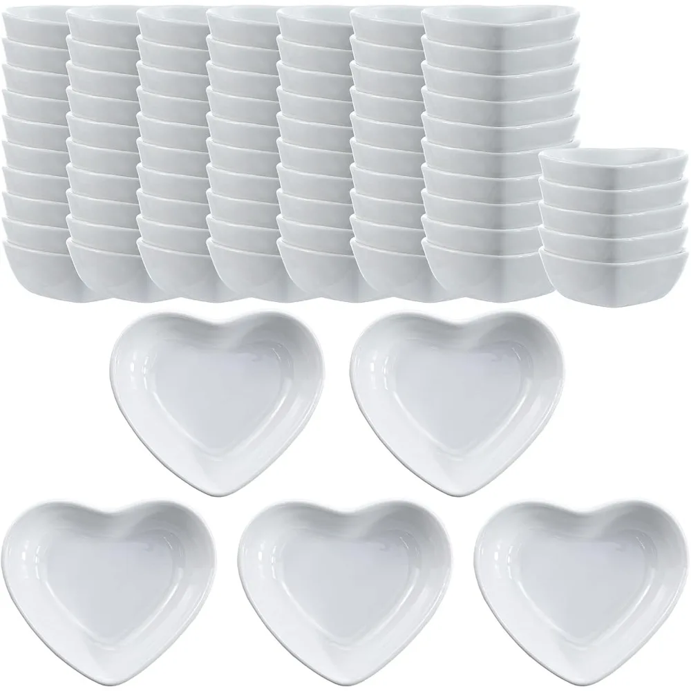 

Ceramic Heart-Shaped Dishes for Sauces, Seasonings, Sushi Dips, Appetizers, and Serving