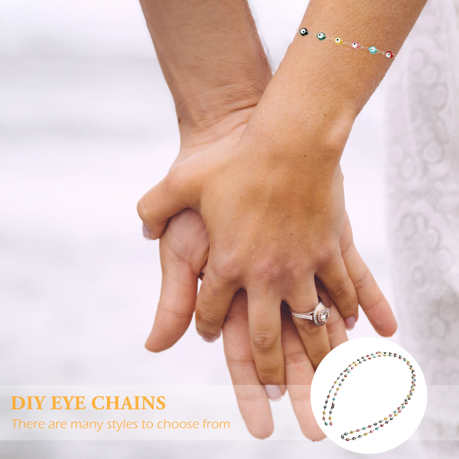 

Stainless Steel Colored Bead Chain 1M Evil Eye Link DIY Craft Enamel Charm Jewelry Accessories Beads Bracelets Necklace Making