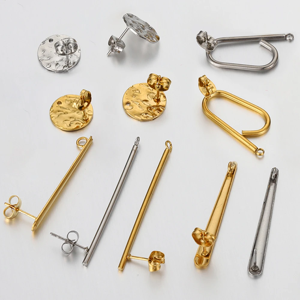 

10pcs Stainless Steel Earring Studs Earring Post Base Pins With Ear Backs Earplug Base for Earrings Jewelry Making DIY