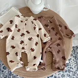 Baby Bodysuit New Fashionable Boys and Girls Baby Bear Waffle Creeper Romper In Spring and Autumn