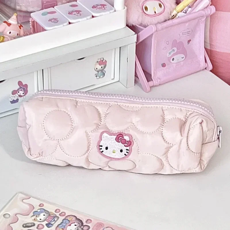 Sanrio Hello Kitty Pencil Pouch Large Capacity Pen Case Cute Kt Cat Cosmetic Bag Girls Student Supplies Stationery Gifts