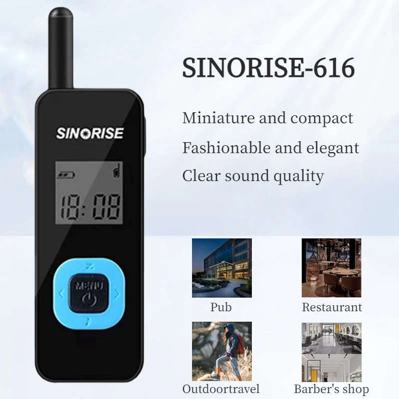 Rechargeable Long Range Walkie Talkies, 2 Way Radios, Long Distance Walkie Talkies with Mic and Earpiece, 2 Packs Sinorise SR616