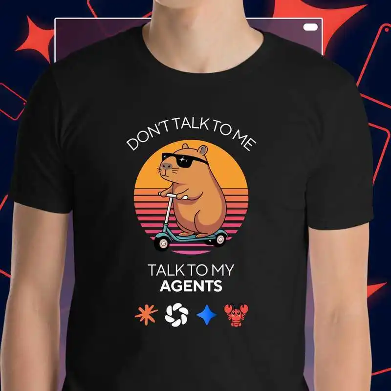 Funny AI Agents Shirt - Capybara Tech Humor Tee for Software Engineers, Coders & AI Lovers Short sleeve Unisex Graphic T-Shirts
