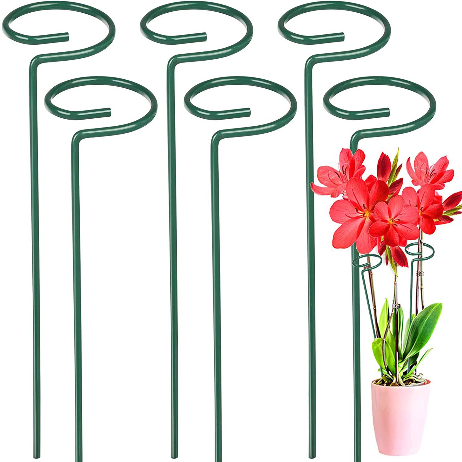 

DropShipping 10/20 Pcs 30cm Metal Garden Support Stake Ring Single Stem Shrub Holder Garden Plant Supports