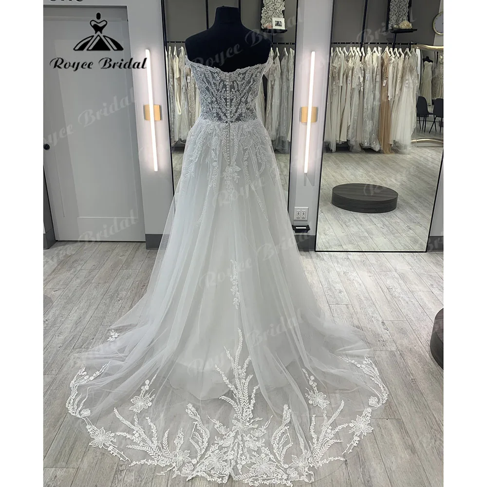 Vintage Short Cap Sleeve Lace Appliques Boho Women Wedding Dress for Bride 2024 Bridal Gown vestidos para bodas mujer invitada