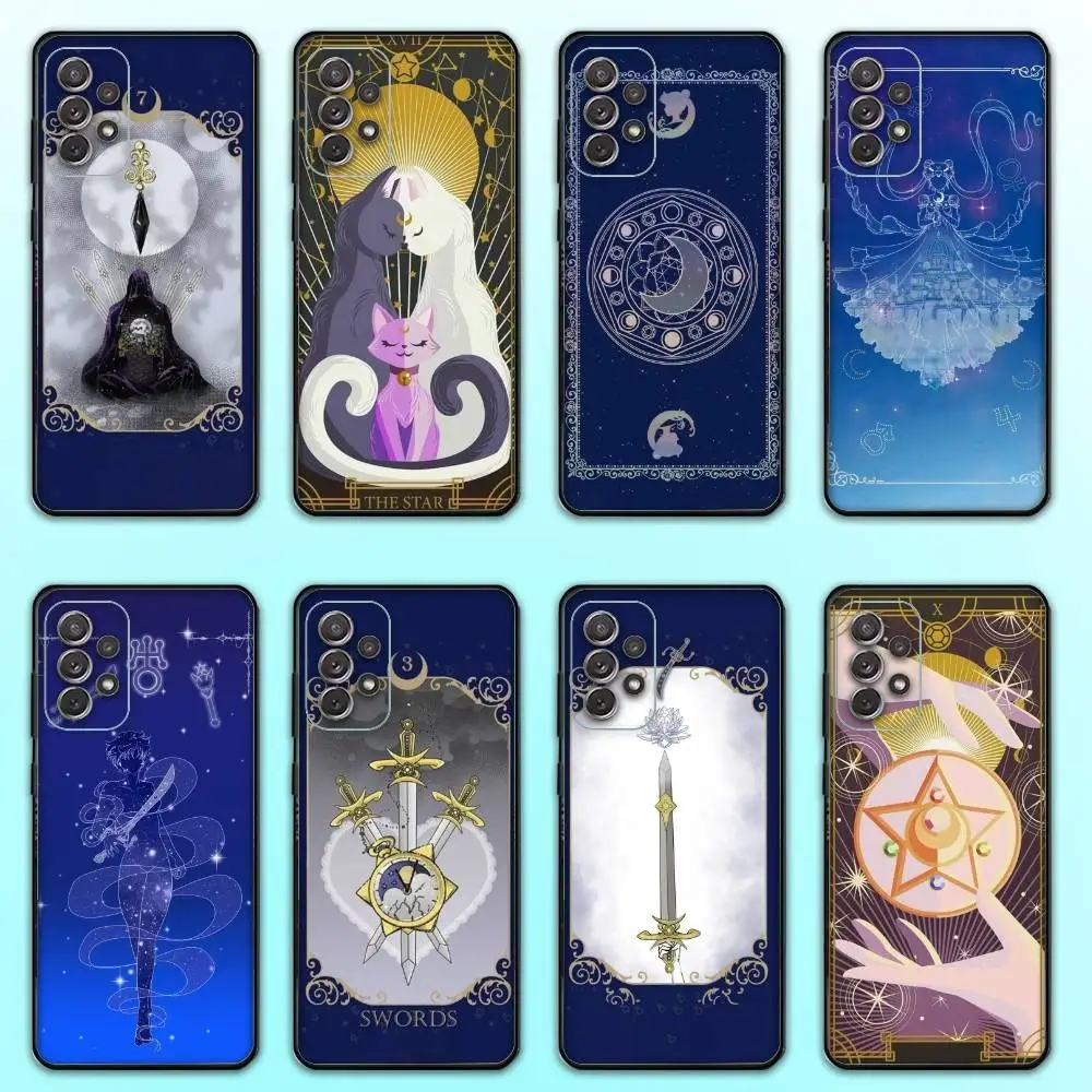 حافظة هاتف S-Sailor Tarot لهاتف سامسونج S25، S24، S21، S22، S23، S30، Ultra، S20، Plus، Fe، Lite، Note، 10,9,5G غطاء أسود #1