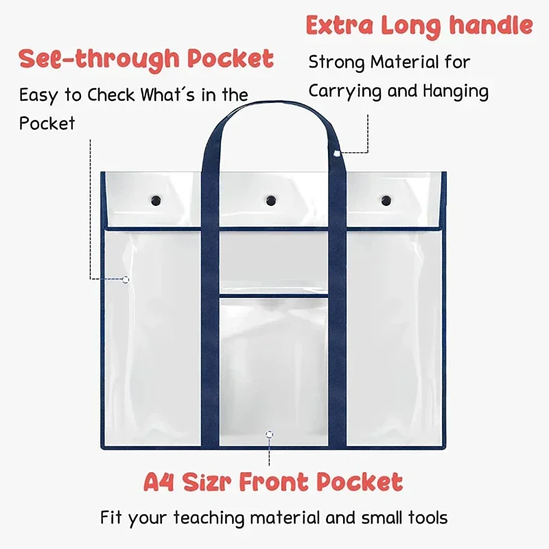 Large Capacity Durable Art Portfolio Organizer with Pocket, Large Poster Storage Bag, Art PVC Storage Pocket