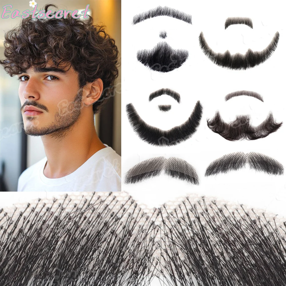 

EAST Synthetic Lace Beard Fake Moustache For Men Mustache Hand Made By Real Hair Cosplay Synthetic Lace Invisible Beards