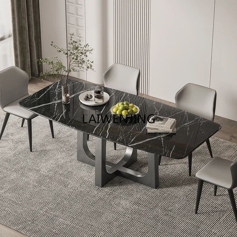 LYN natural marble dining table high-end luxury stone restaurant household rectangular dining table small apartment