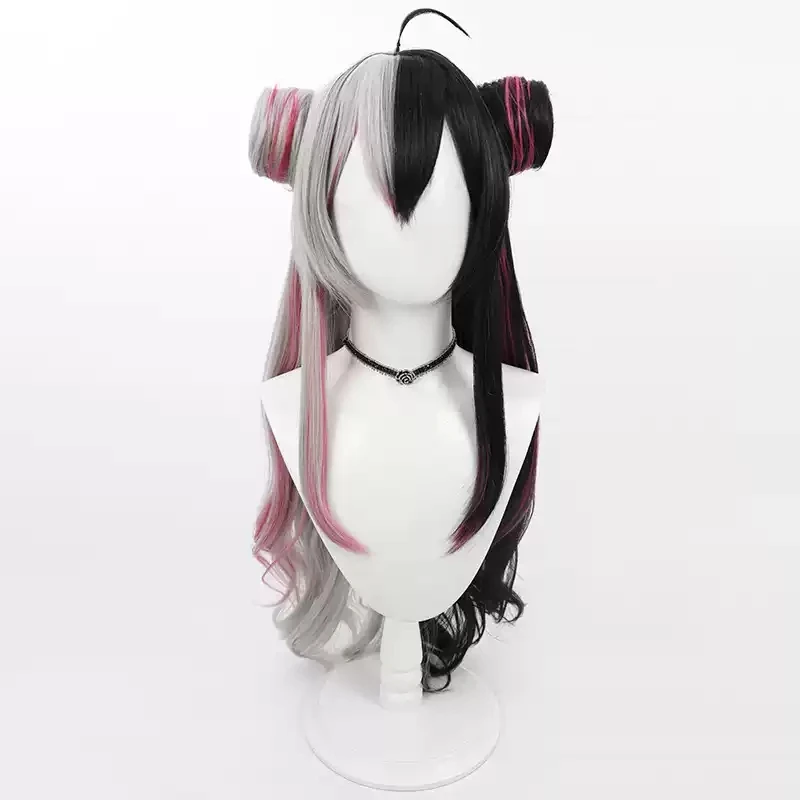 Virtual Vtuber Rena Yorumi Cosplay Wig Gray Black Pink Mixed Long Heat Resistant Synthetic Hair Halloween Role Play Party