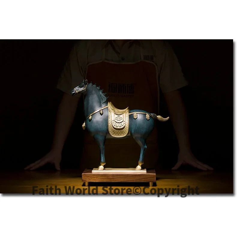 Limited Edition 2025 TOP office home Shop decor business Collection # Propitious Tang Dynasty horse bronze Sculpture decor ART