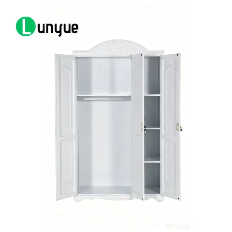 Mid Century Modern Curved Top Steel Adjustable Freestanding Wardrobe Eco Friendly Durable White Clothing Storage for