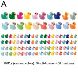 100 Pieces Of Mini Fluorescent Duck Decorations Miniature Figures Miniature Resin Handicrafts Miniature Landscape Decorations
