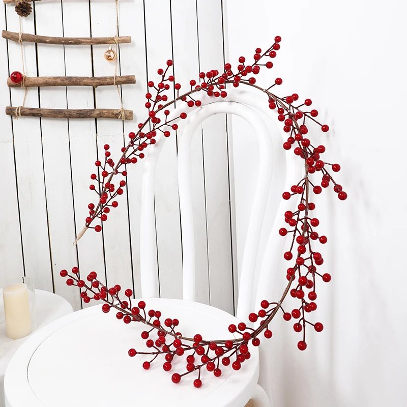 1pc Simulation Christmas Fortune Fruit Vine Christmas Party Home Decoration Landscape Hanging Wall Flower Arrangement