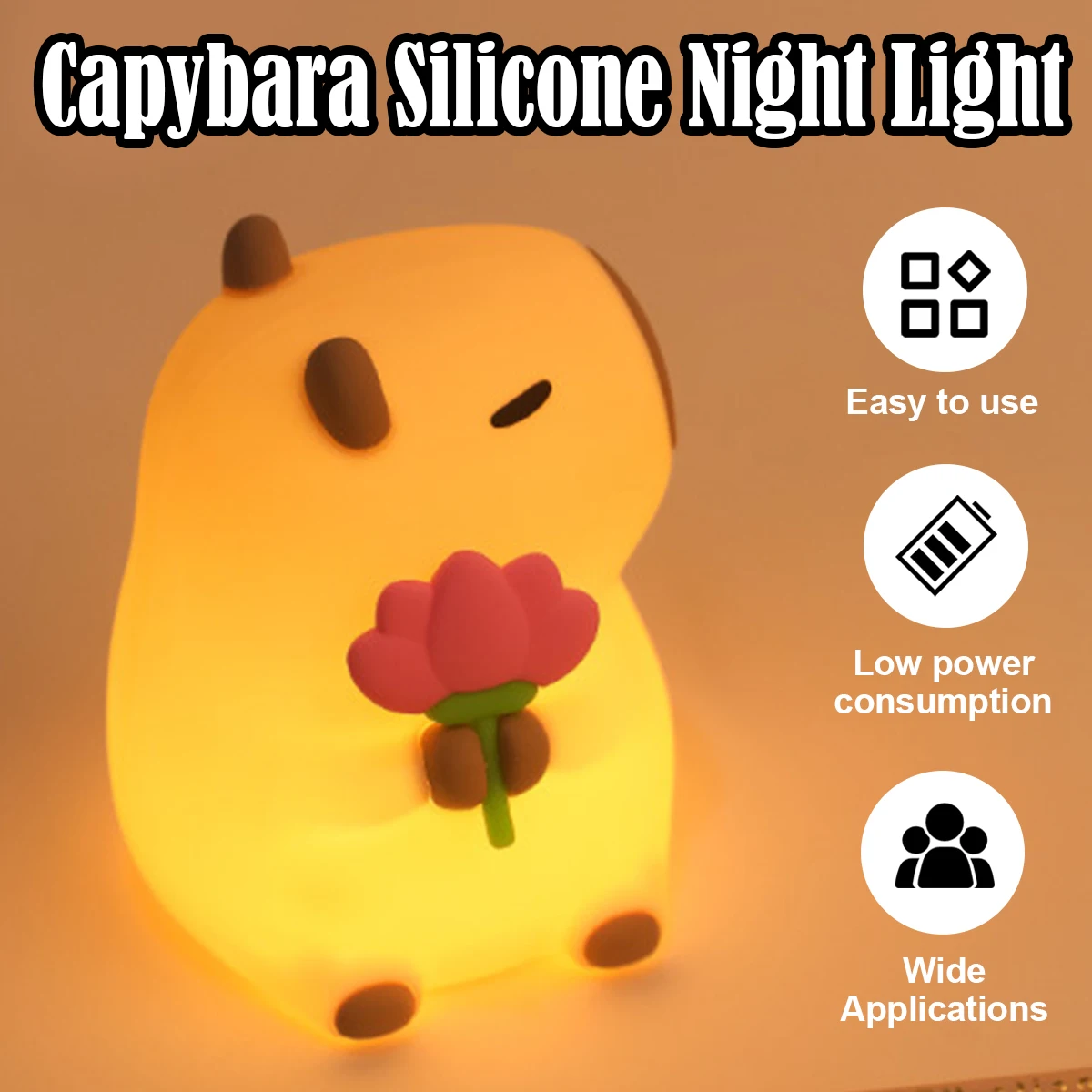 

Capybara Night Light Light Silicone Gift USB Night Light Bedside Sleep Nightlight Gift Children's Nightlight Cute Cartoon Kids