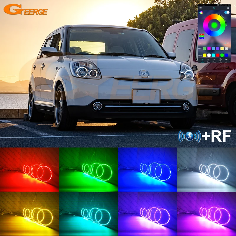 Per Mazda Verisa 2004-2015 Bluetooth APP RF Telecomando Ultra Luminoso Multi-Colore RGB Led Angel Eyes Kit Halo Anelli