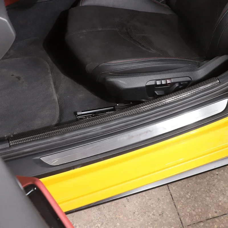 For TOYOTA GR Supra A90 A91 Real Dry Carbon Fiber 19-2022 Interior Built-in Door Sill Scuff Plate Cover Modification Accessories