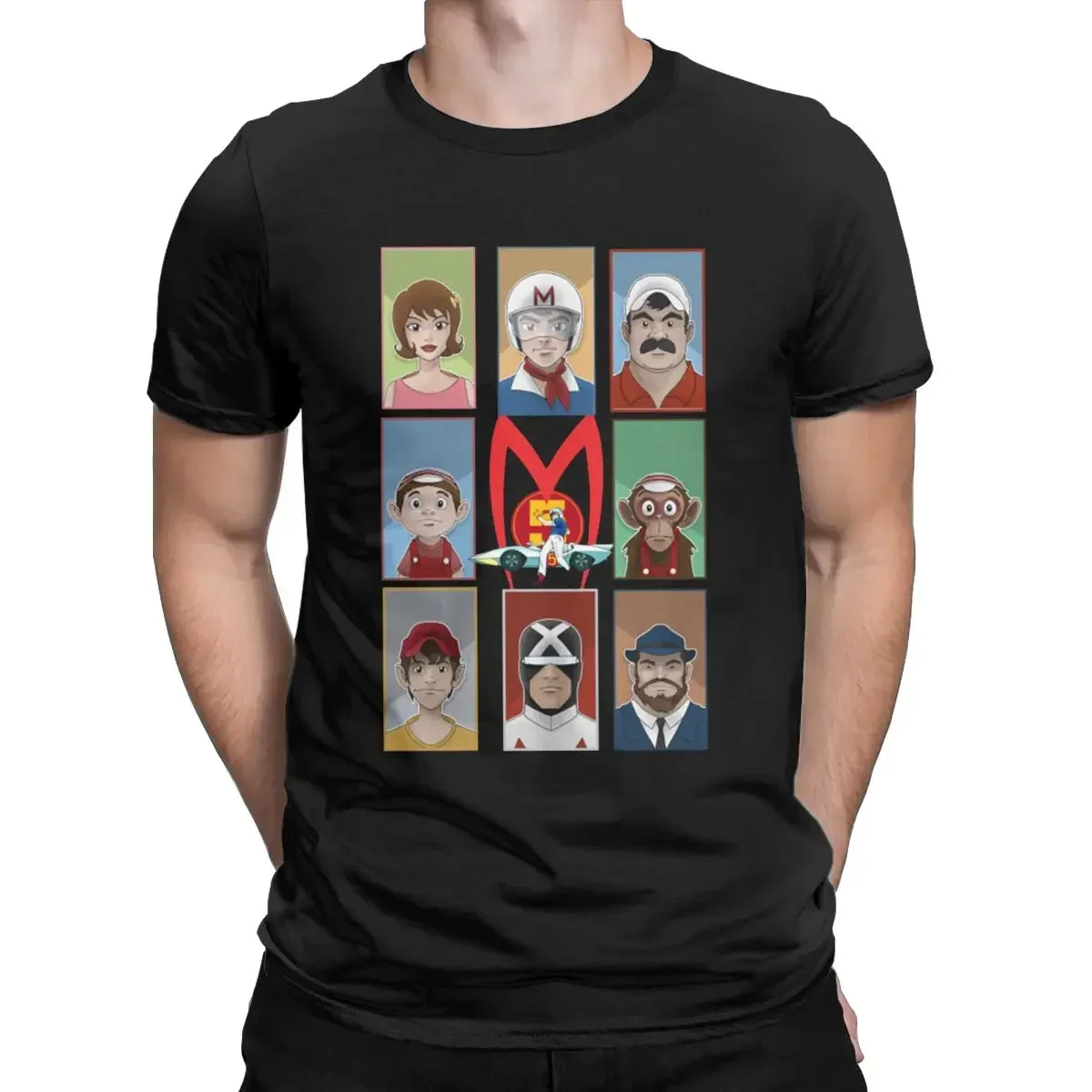 Short Sleeve Tops Summer Speed Racer Team Mach 5 Anime Mach Go Speedy Manga Men's clothing 100% Cotton Cool T-Shirts