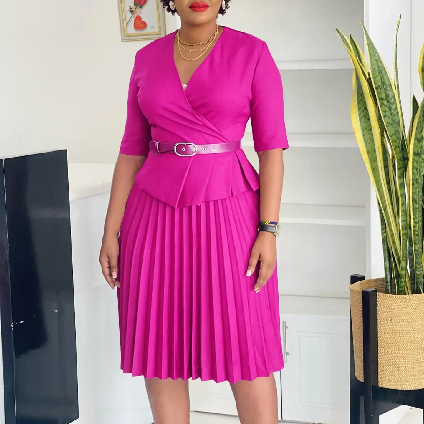 Long Dress Women 2024 Autumn Folds Dresses Sashes Tight Waist Solid Color V Neck Vestidos Temperament Office Lady A Line
