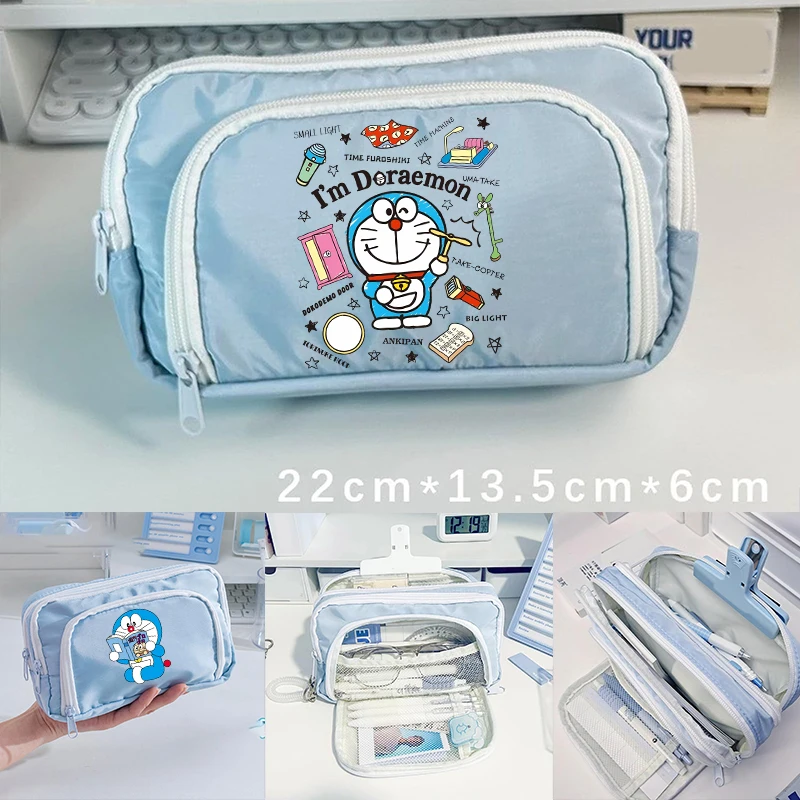 Estuche para lápices Doraemon para niña y niño, bolsa organizadora de gran capacidad, suministros para el regreso a la escuela, papelería, regalo de cumpleaños