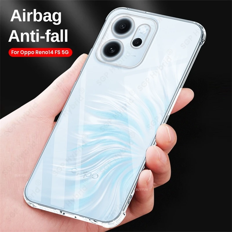 Прозрачный чехол для Oppo Reno 14 FS F S 14F 14FS 5G 1,5 мм, толстый противоударный противоударный мягкий чехол из ТПУ Reno14FS Reno14F Reno14 Pro