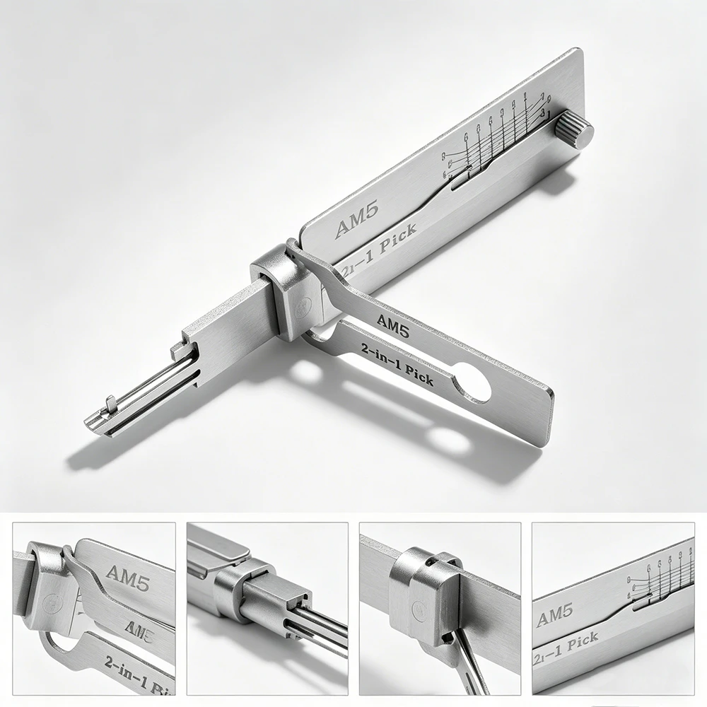 Professionelles AM5 2-in-1 Schlüsseldecoder-Set im Lishi-Stil aus Edelstahl für Schlage Türschloss-Öffner – Detail 1