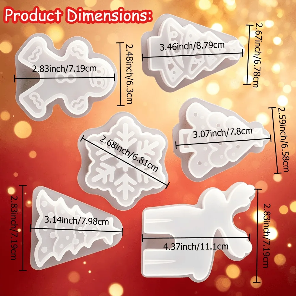 6pcs Silicone Candle Molds Christmas Set, Reusable and Flexible DIY Molds for Easy Release Aromatherapy Candles
