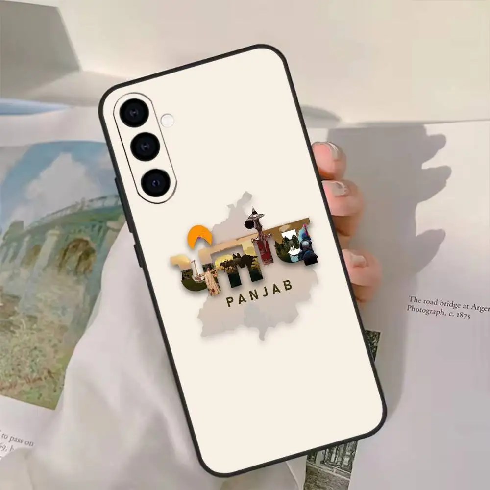 เคสโทรศัพท์แผนที่ปัญจาบสำหรับซัมซุง กาแล็คซี่ เอ 13,21 เอส,22,31,32,52,53,71,72,73,ปกสีดำนุ่ม