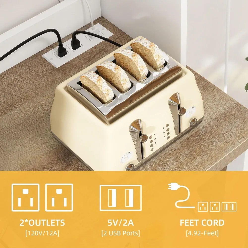 White Baker Rack with Power Outlet and Storage, Farmhouse Microwave Stand with Door for Kitchen, 5-Tiers Tall Coffee Bar Statio