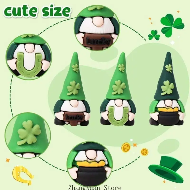 Patricks Day Mini Zwerge Figur Miniatur Irische Kleeblätter Statue Winzige Zwerge 3XUF – Detail 4