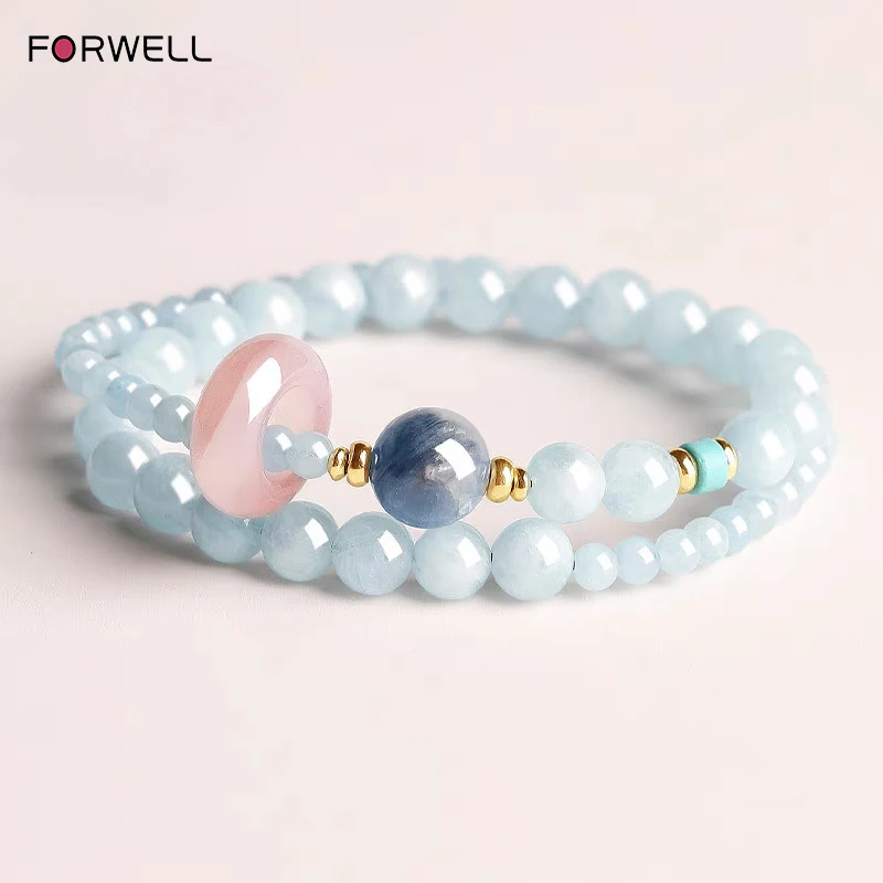 

Женский браслет FORWELL, синие хрустальные бусины в стиле фэнтези, эластичный браслет из веревки, ювелирные изделия для лучшего друга, изысканные подарки на день матери