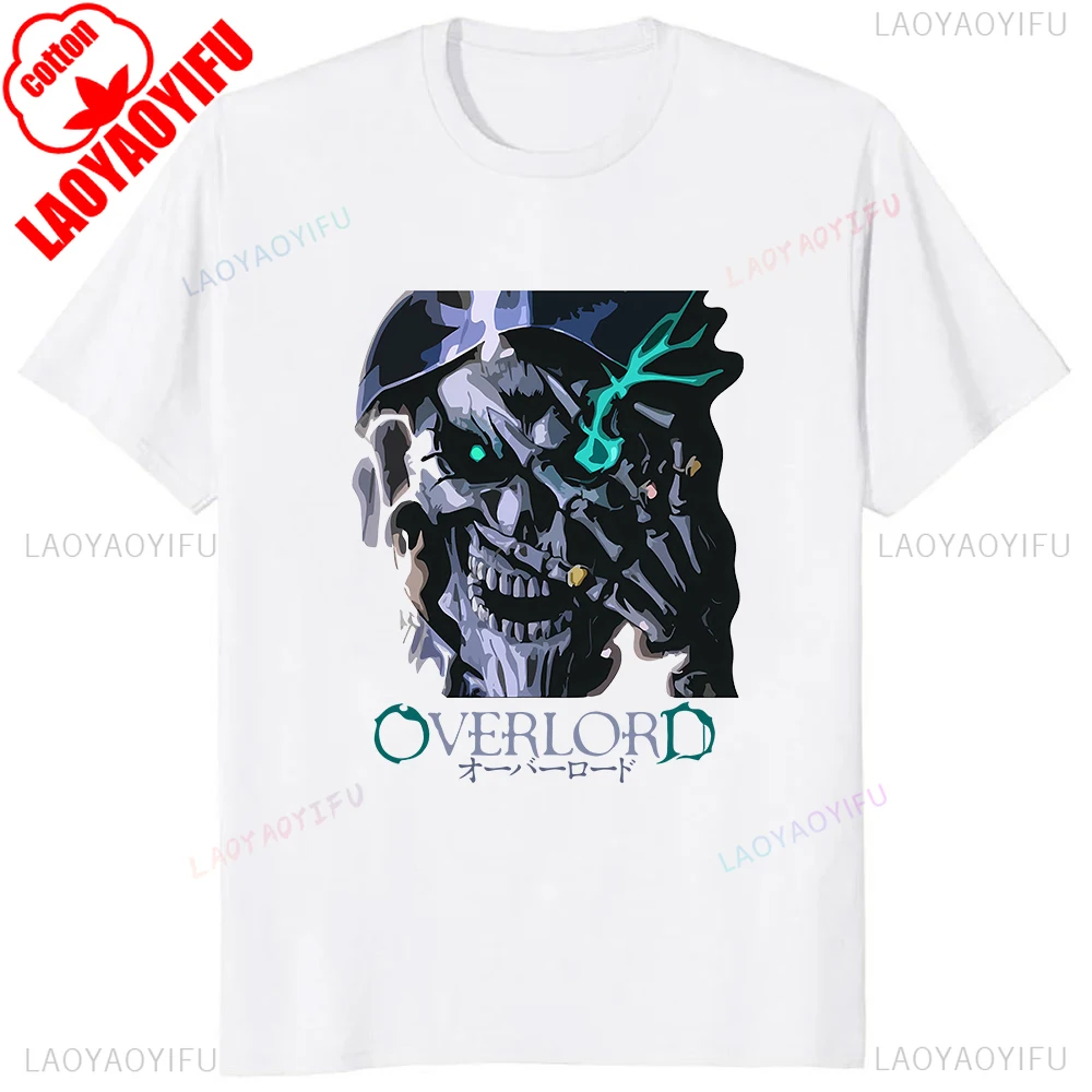 Skull Anime Overlord Ainz Ooal Gown Graphic T-shirt Japan Harajuku Style Short Sleeve Man Tshirt Hip Hop Y2K Cotton Women Tees