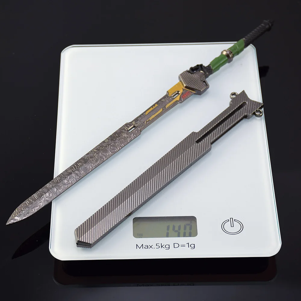 30cm/11.81in arena breakout jogo periférico três pés espada tática armas modelo todo metal artesanato desktop coleções menino presente