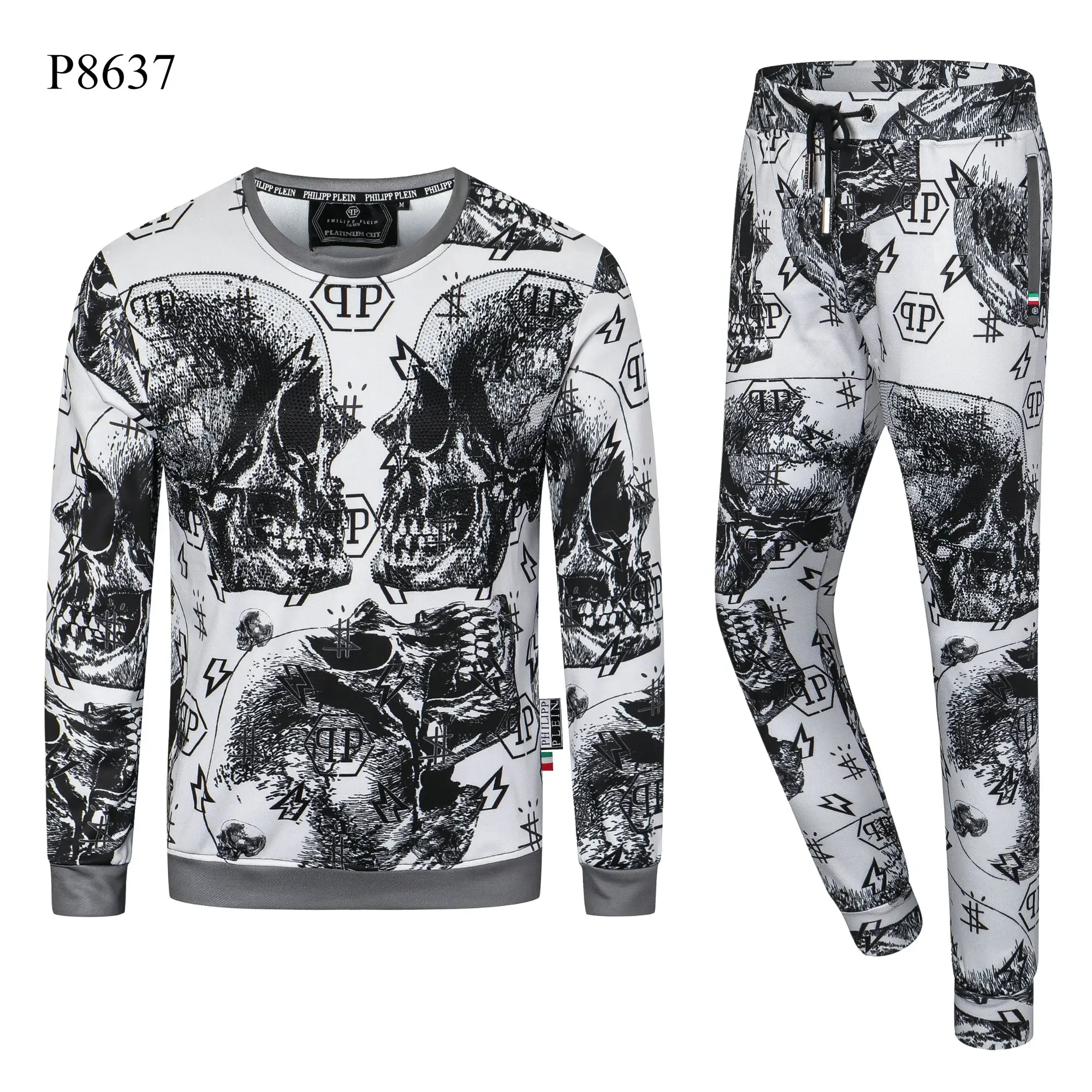 Sports PP Suits Men's jump joggers sets Men QP Philipp Casual Pants Comfortable Round Neck 2PCS hoodies pants Plein Tracksuits