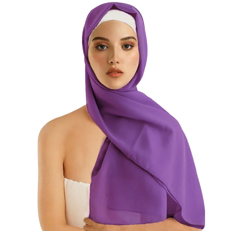مسلم الشيفون الحجاب وشاح المرأة طويلة بلون رئيس التفاف للنساء الحجاب والأوشحة السيدات مسلم الحجاب جيرسي الحجاب 170*70 سنتيمتر