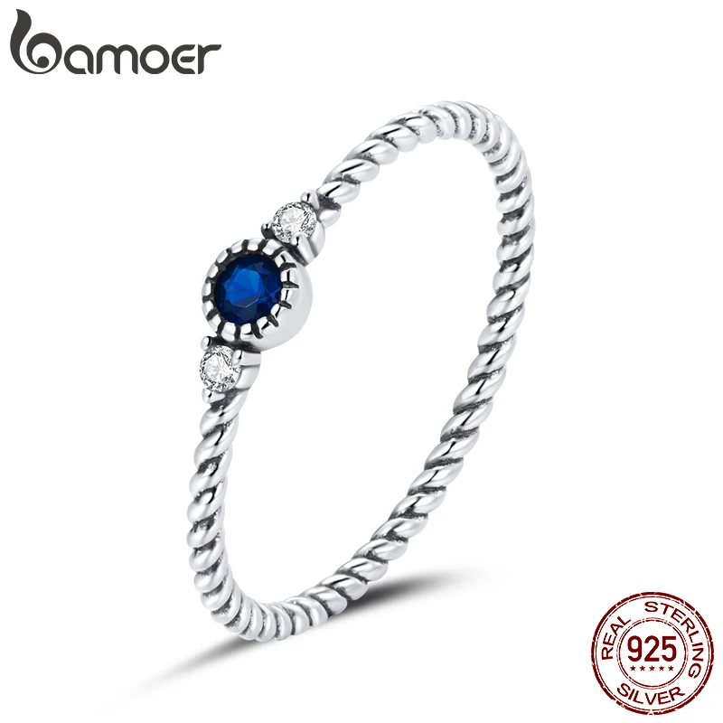 Women's Blue Zircon Silver Wedding Ring
